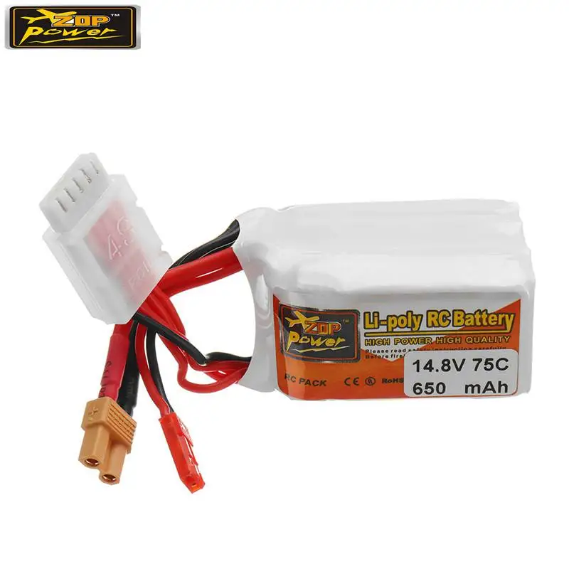 ZOP POWER 14 8 V 650mAH 75C 4S Lipo аккумуляторная батарея с разъемом JST/XT30 для моделей RC