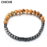 chicvie yellow custom men stainless steel charm bracelet bangles natural stone bead for women jewelry making bracelets sbr180043