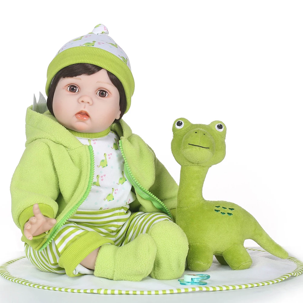 2" Девочка Кукла reborn силиконовые виниловые игрушки детям мигание глаза зеленые зверь+ одеяло кукла bebe жив возрождается младенцы куклы