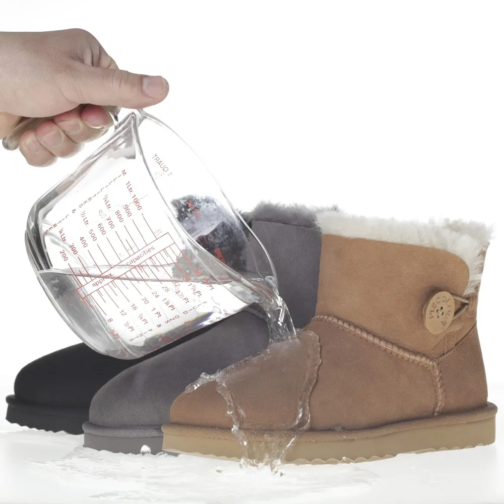 

100% Genuine Sheepskin Leather Snow Boots Natural Fur Winter Boots Waterproof Warm Wool Boots Women boots 3352