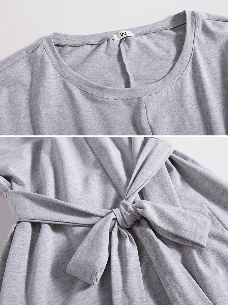 

Oukytha Summer Pure Color Dress Women High Waist Sashes Mini Women's Dresses Short Sleeves Chest Cross Sundress Female Bodycon