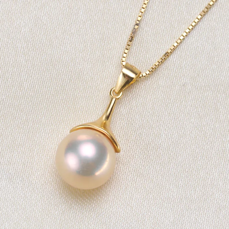 

S925 Sterling Silver Simple Pearl Pendant Jewelry Findings&Components Silver&Gold Colors 6Pcs