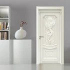 Современные абстрактные художественные наклейки на дверь, 3D тисненые Настенные обои с цветами, фотообои для гостиной, спальни, водонепроницаемые наклейки из ПВХ, 2 шт.