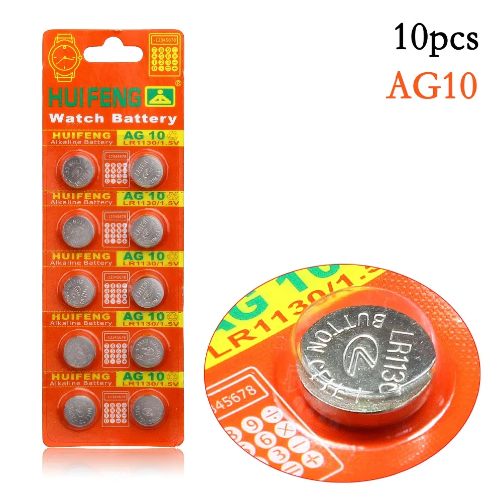10 шт. AG10 AG LR1130 389 LR54 SR54 SR1130W 189 L1130 Кнопочная батарея для монет часов игрушки