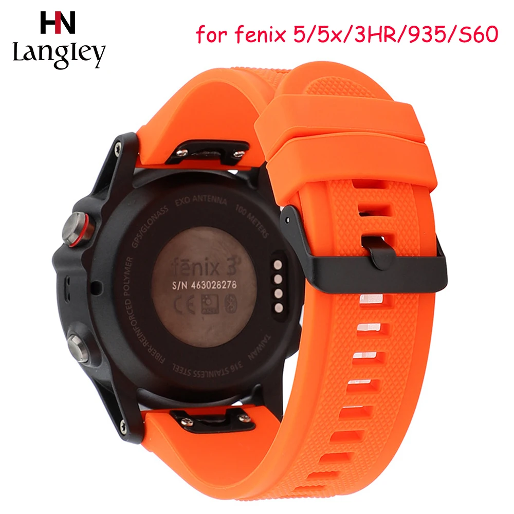 

Силиконовый ремешок для Garmin fenix5 5S 5X 3/3HR 935 /S60 20 мм/22 мм/26 мм, ремешки для браслета, 10 цветов, дышащие спортивные браслеты