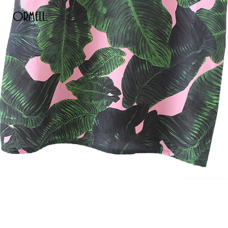 Ormell женское мини обтягивающее платье с принтом зеленых листьев летнее на