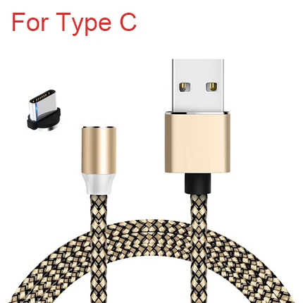 Gold For Type C Sarika S03 3 в 1 магнитное зарядное устройство Micro USB кабель для iPhone 5 5S 6 7 6S 8 Plus Быстрая зарядка магнит зарядка usb type C кабель провод - Цвет: Gold For Type C