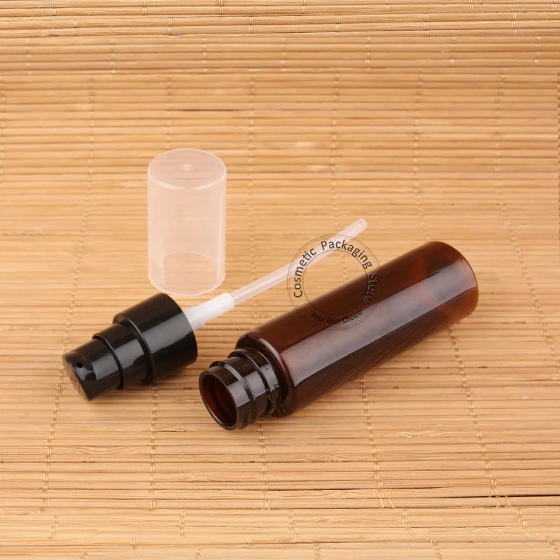 100 шт./лот оптовая продажа пластиковая янтарная бутылка с насосом для лосьона 30 мл