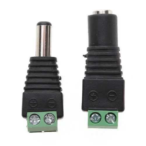 12V 5PCS Male + Female 2.1x5.5mm DC Power Plug Jack Adapter Connector for CCTV PV | Компьютеры и офис