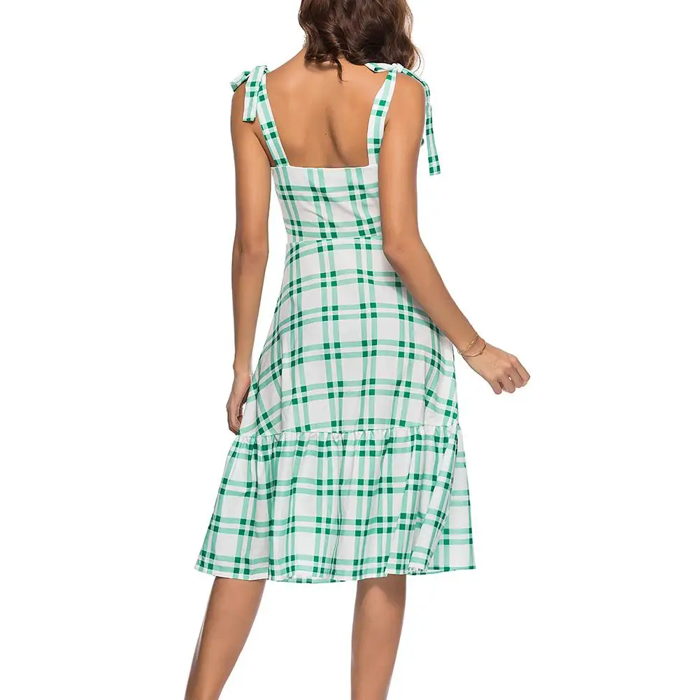 2018 модный плед ремень печати Винтаж Для женщин пикантные короткое платье|Женские