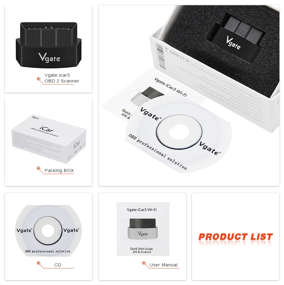 Vgate iCar3 ELM327 V2.1 OBD2 wifi сканер ELM 327 V2.1 OBD OBD2 автомобильный диагностический инструмент Easydiag лучше, чем Elm 327 V1.5 Wi-Fi