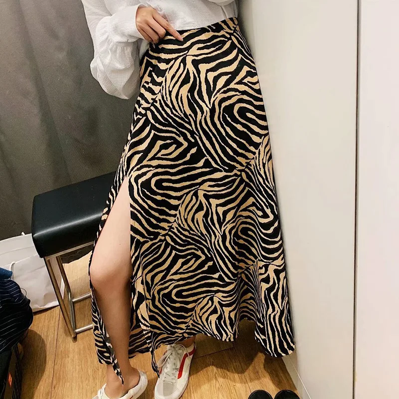 Heydress Сексуальные Сплит длинный макси юбки винтажный рисунок с животным зеброй