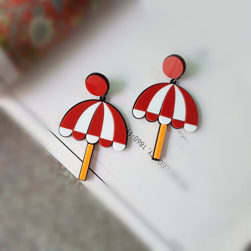 Doreen Box Горячие милые зонтик серьги гвоздики новые женские модные красные желтые