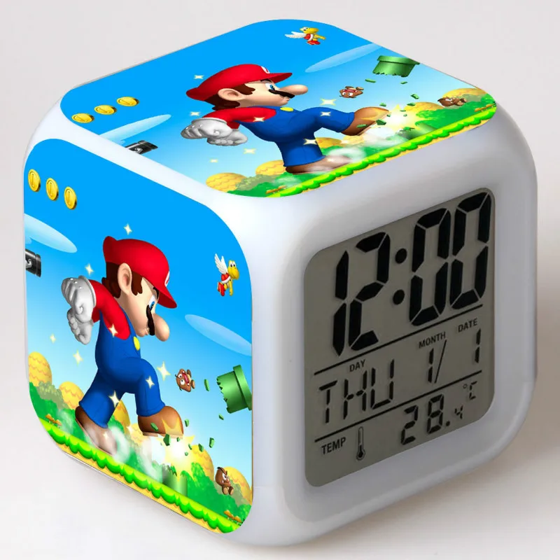 8 Super mario bros Детский будильник, Мультяшные цифровые часы, светильник wake up, светодиодные часы, reloj despertador, настольные часы reveil, настольные часы wekker - Цвет: 8