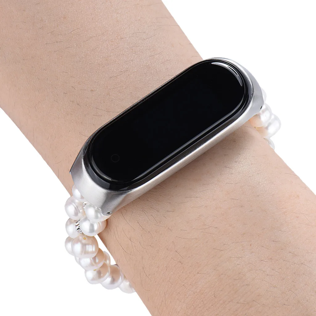 Сменный Браслет с ремешком+ металлический чехол для Xiaomi Mi Band 4 модный элегантный белый браслет с жемчужной цепочкой