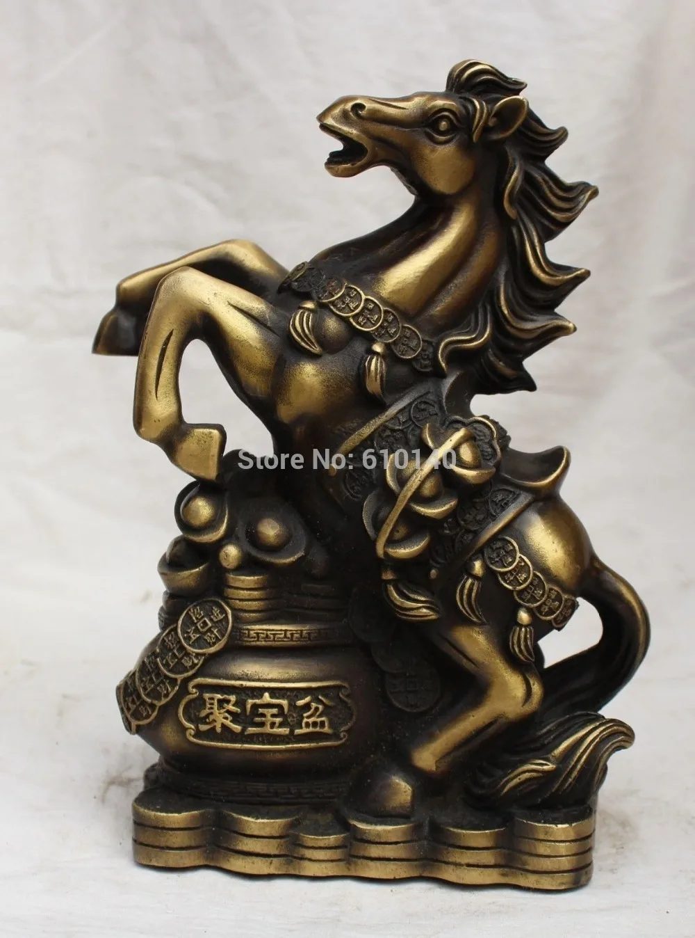 10 Китайский Бронзовый Зодиак Год Тан Лошадь деньги монета Статуя Юань-бао фэн-шуй