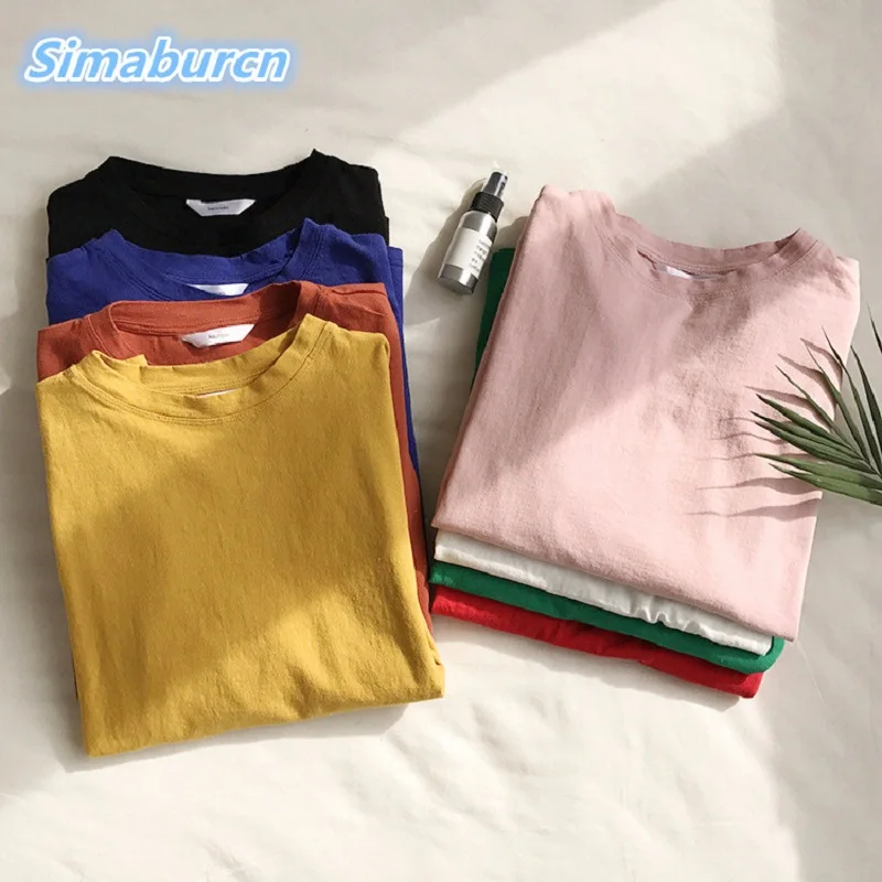 

Fashion O-Neck Women Tshirt Half Sleeve White Black Cotton T-Shirt Multicolor Loose One Size T shirt Ladies Tops Summer Spring