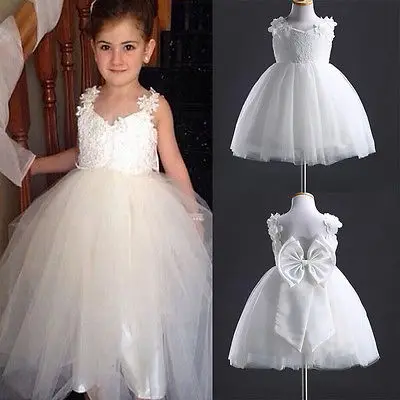 Детское платье принцессы белое платье-пачка с бабочкой и бантом для свадьбы