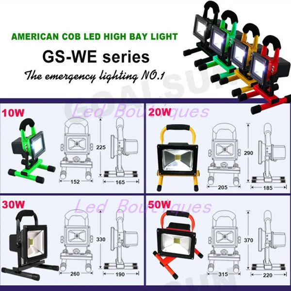 Лучшая цена 50 Вт перезаряжаемый светодиодный прожектор аварийный светильник