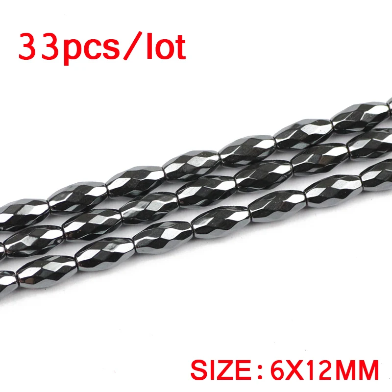 6x12mm 33pcs JHNBY граненые в форме риса черные гематитовые бусины 3/4/5/6 мм Натуральный камень магнетит овальной формы свободный шарик для плетения браслетов своими руками - Цвет: 6x12mm 33pcs