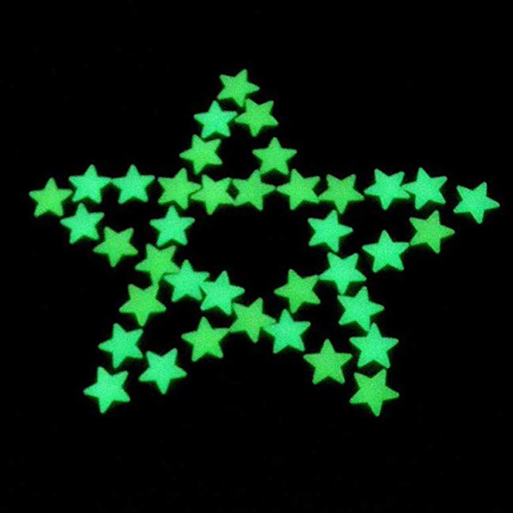 100Pcs 3cm Star Luminous Fluorescent Wall Stickers Home Kid Room Decoration | Дом и сад