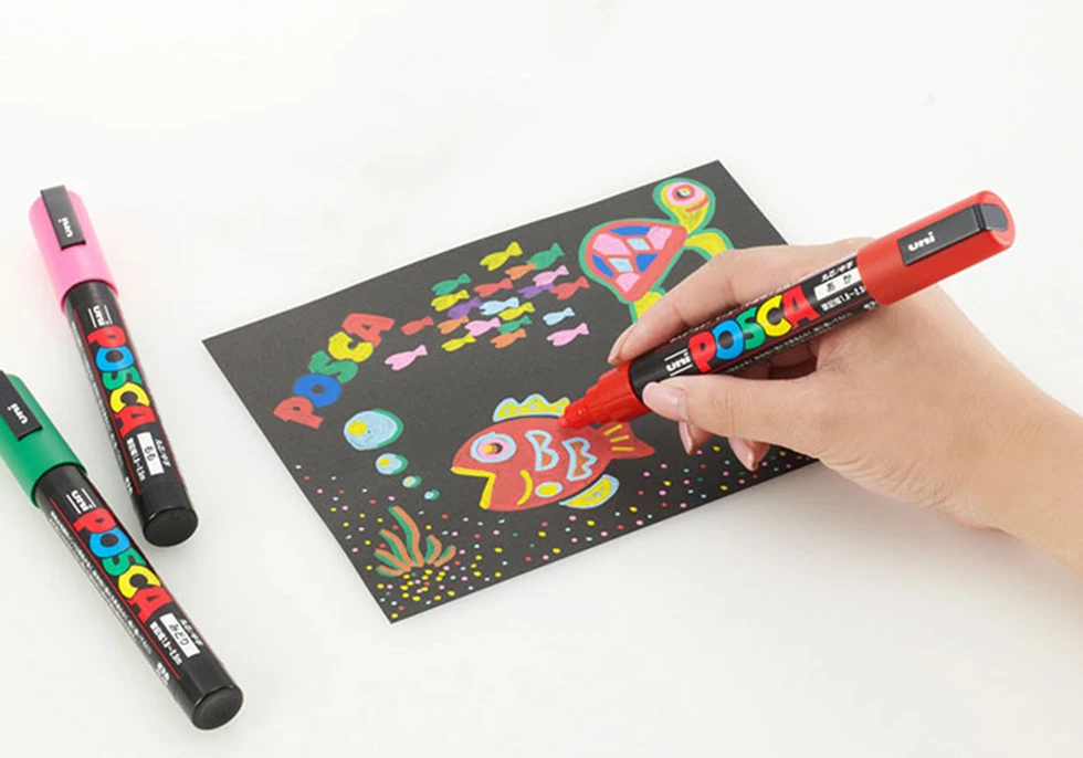 2 шт./лот, UNI Mitsubishi Posca, PC-1M, 0,7 мм, маркер для рисования, очень тонкий, на водной основе, круглый наконечник, 14 цветов, ручка для рисования, маркеры для творчества