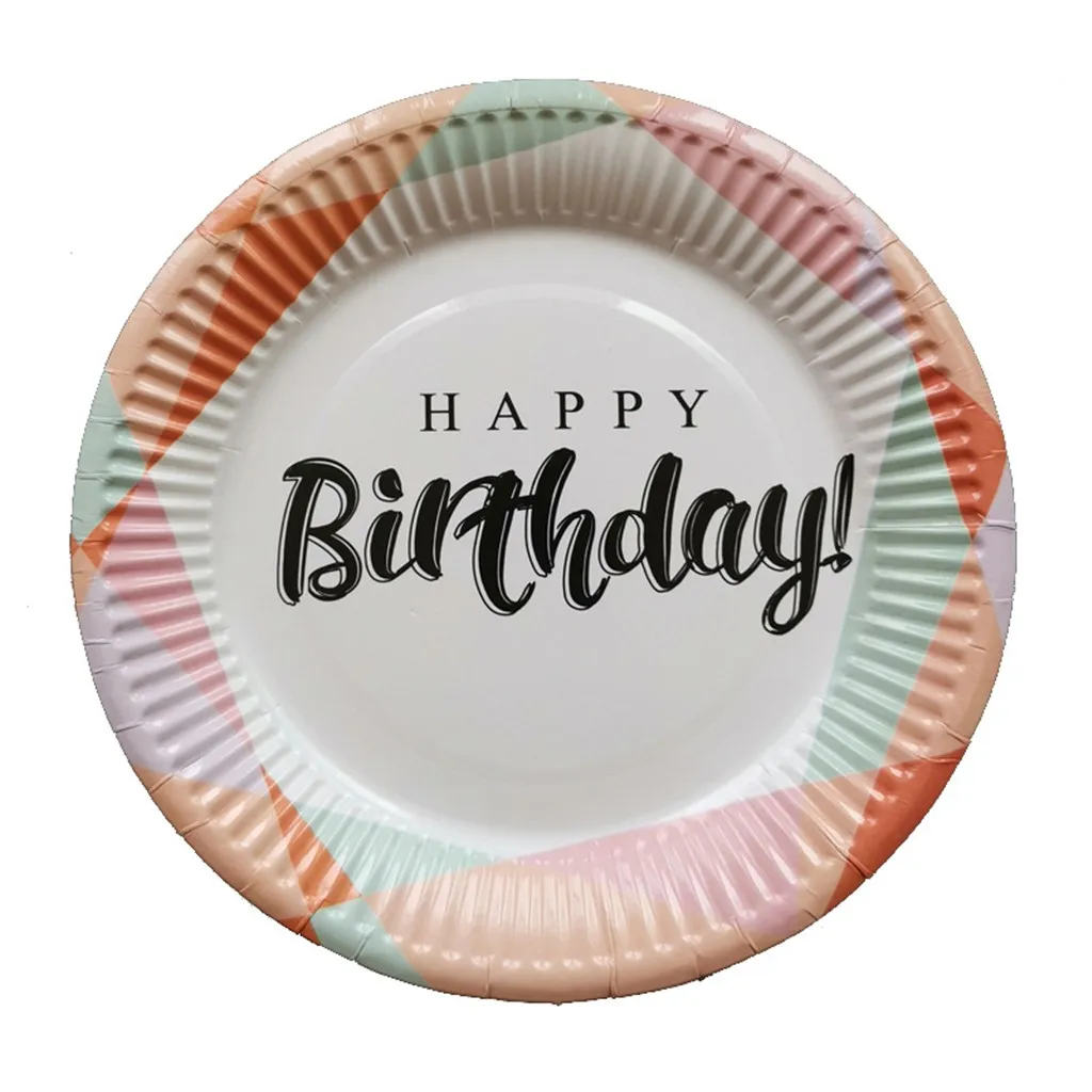 Disposable Party Tableware Happy Birthday 7 inch Paper Pallet birthday Festival Cake Tray 20Pcs A Set Dropshipping HX0625 | Дом и сад
