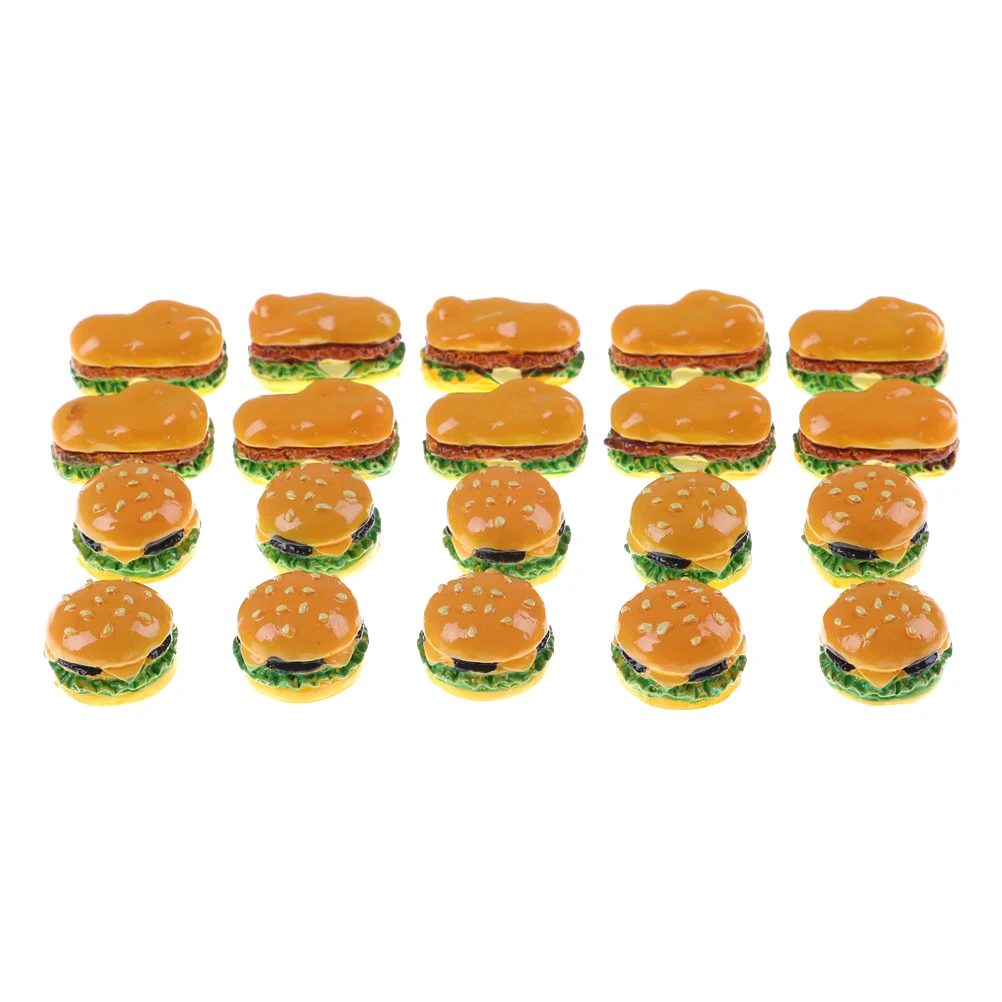 Фото 2 шт. гамбургеров Миниатюрные модели продуктов питания Кукольный дом аксессуары