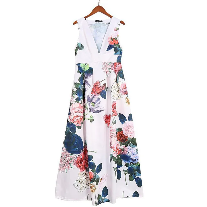 Женское платье с принтом повседневное Пляжное без рукавов большого размера |
