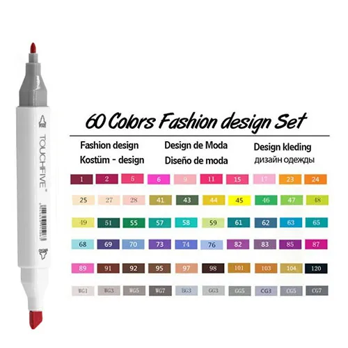 60 Colors fashion W TOUCHFIVE кисть Ручки Маркеры товары для рукоделия для манга рисунок надписи каллиграфии алкоголя набор маркеров 36/40/60/80/168 Цвета ручка - Цвет: 60 Colors fashion W