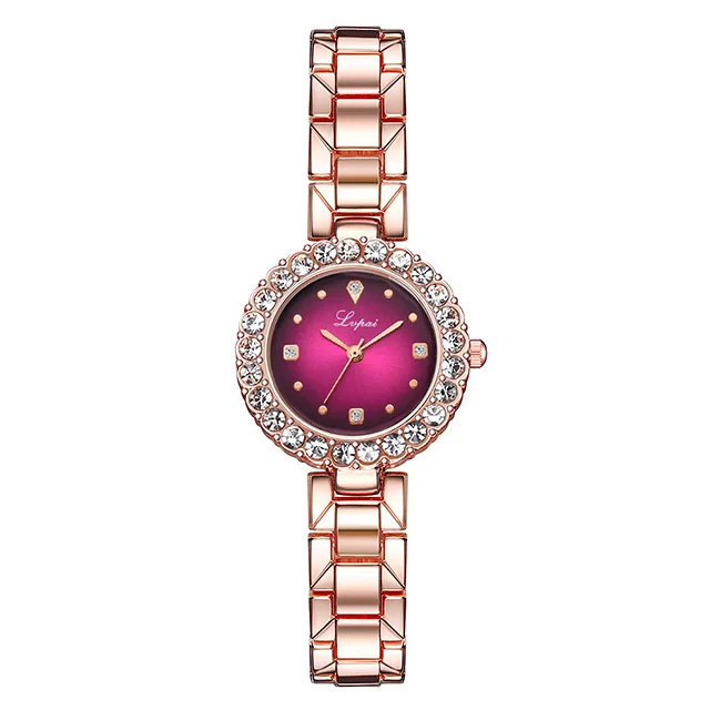 rose rose red Роскошные Алмазные зеленые часы женские часы со стразами браслет набор женские ювелирные изделия Модные розовое золото Звездные кварцевые часы для леди подарок - Цвет: rose rose red