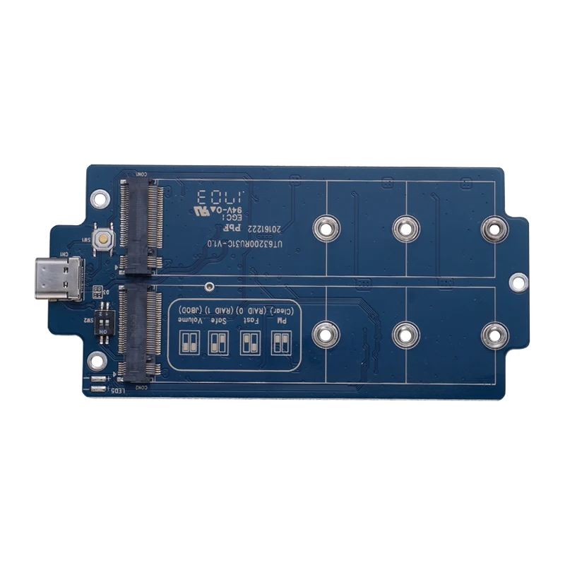 CNC alumunum crafting dual bay M.2 NGFF to USB3.1 HDD SSD enclosure support RAID with transfer speed ups to 10Gb[s