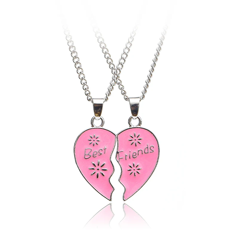 2209pink Карамельный цвет ожерелье BFF для 2 3 4 лучшие друзья сердце сломанные ожерелья обувь цветок радуга звезда Луна корона ожерелье подарок крылья - Окраска металла: 2209pink