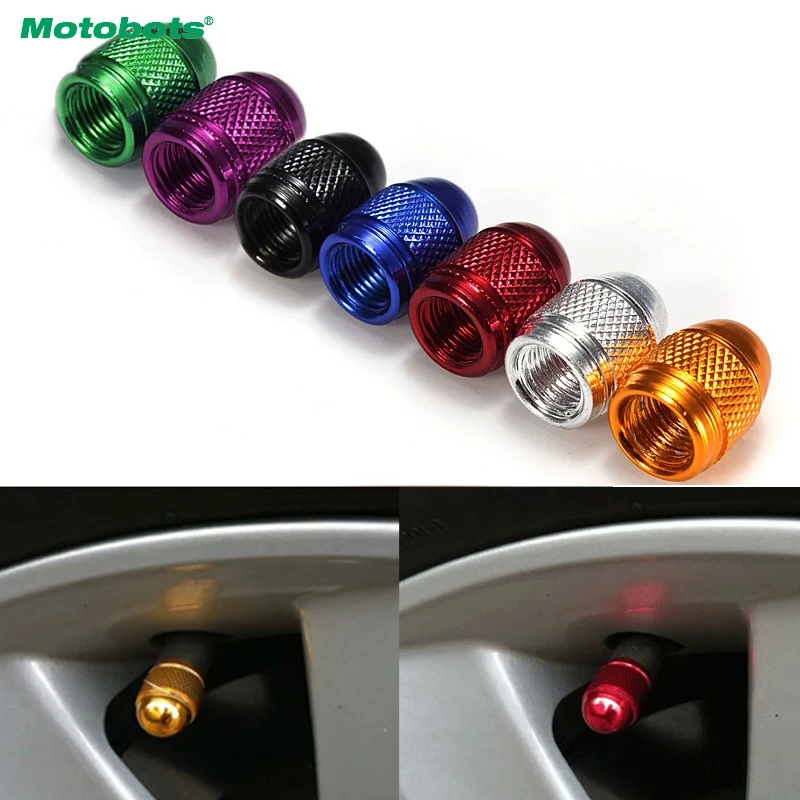 MOTOBOTS 4Pcs Aluminum Bullet Style Car Motorcycle Air Port Cover Tire Valve Wheel Stem Caps 7-Color #FD-5490 | Автомобили и