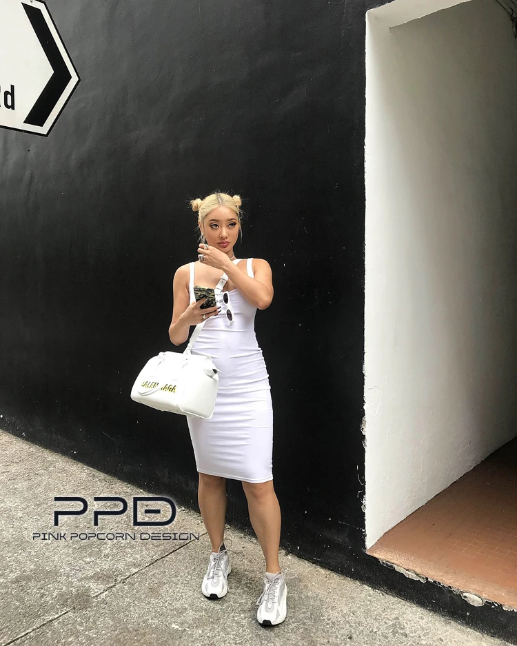 Очень красивое платье на бретельках с принтом PPD, простое классическое высокоэластичное Хлопковое платье