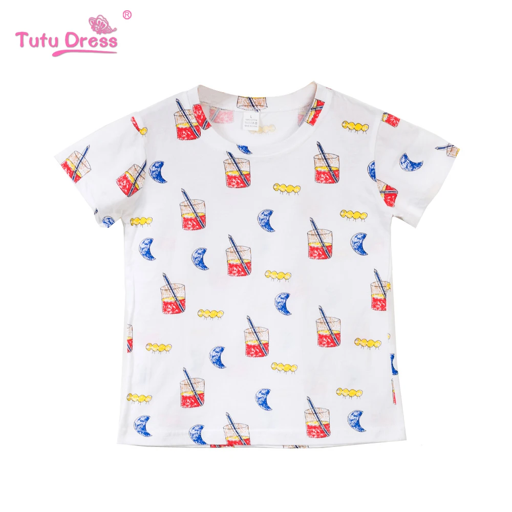 Одежда для маленьких мальчиков Детские футболки с забавным принтом девочек топы