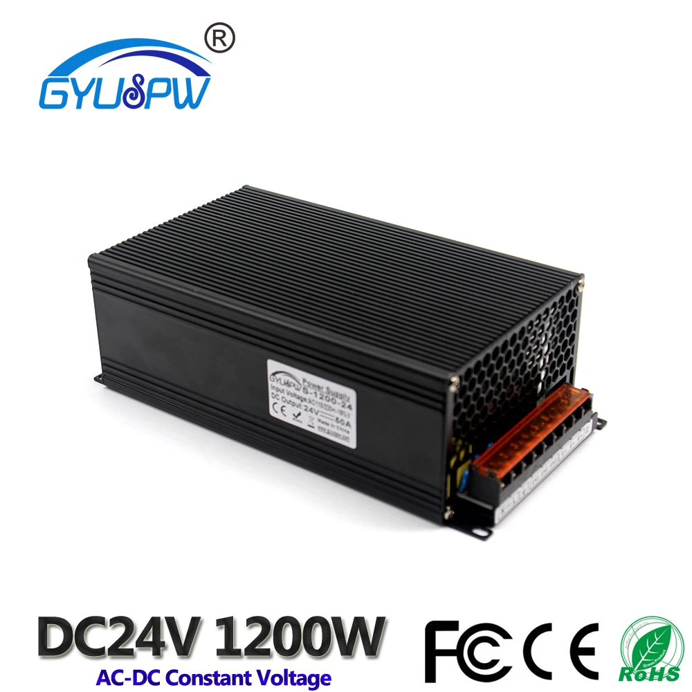Мощный импульсный источник питания с одним выходом DC24V 50A 1200 Вт Трансформатор 110 В