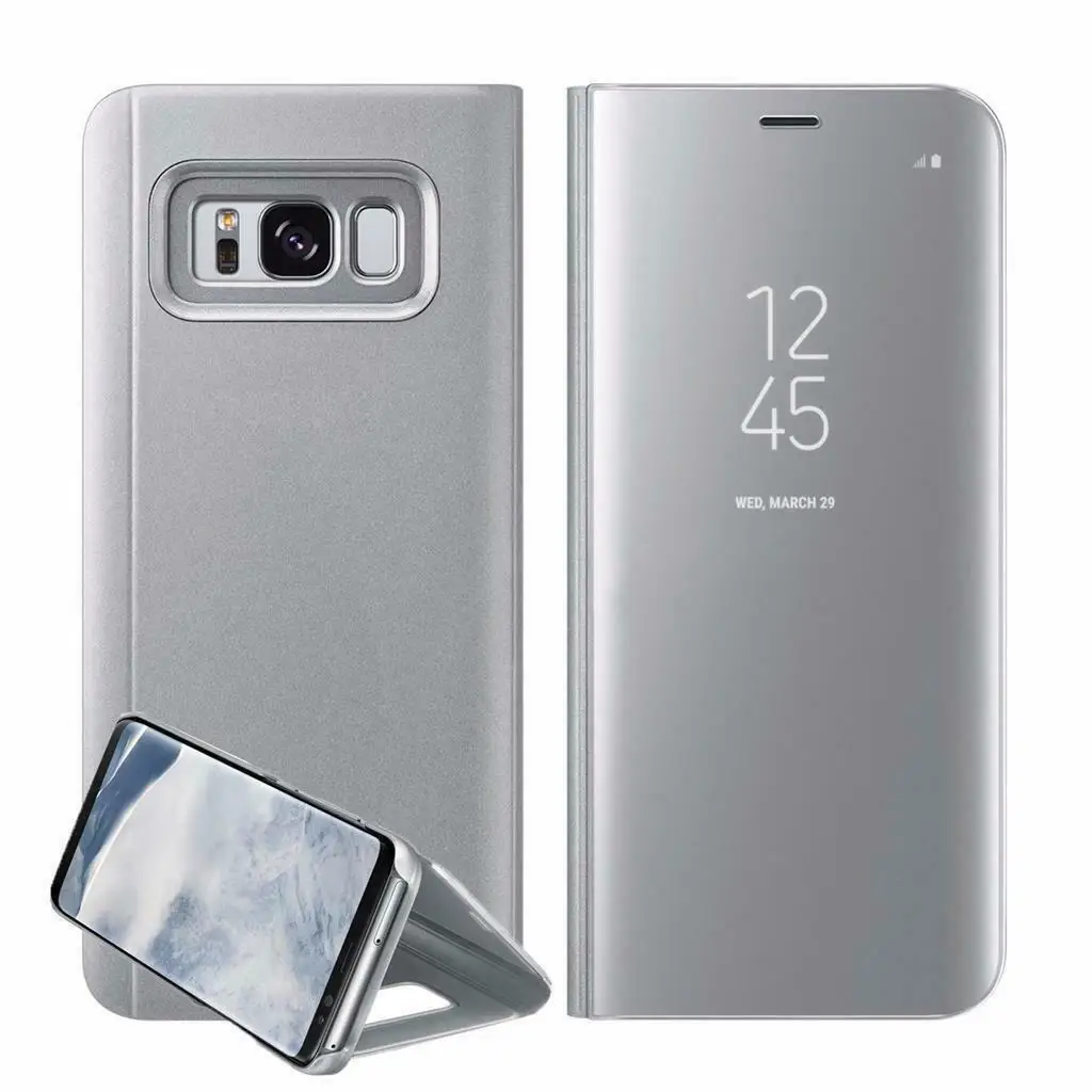 Зеркальный чехол для samsung Galaxy J4 J6 плюс умный кожаный флип-чехол с подставкой для A6 A8 плюс A750 A20 A30 A40 A50 A60 A70