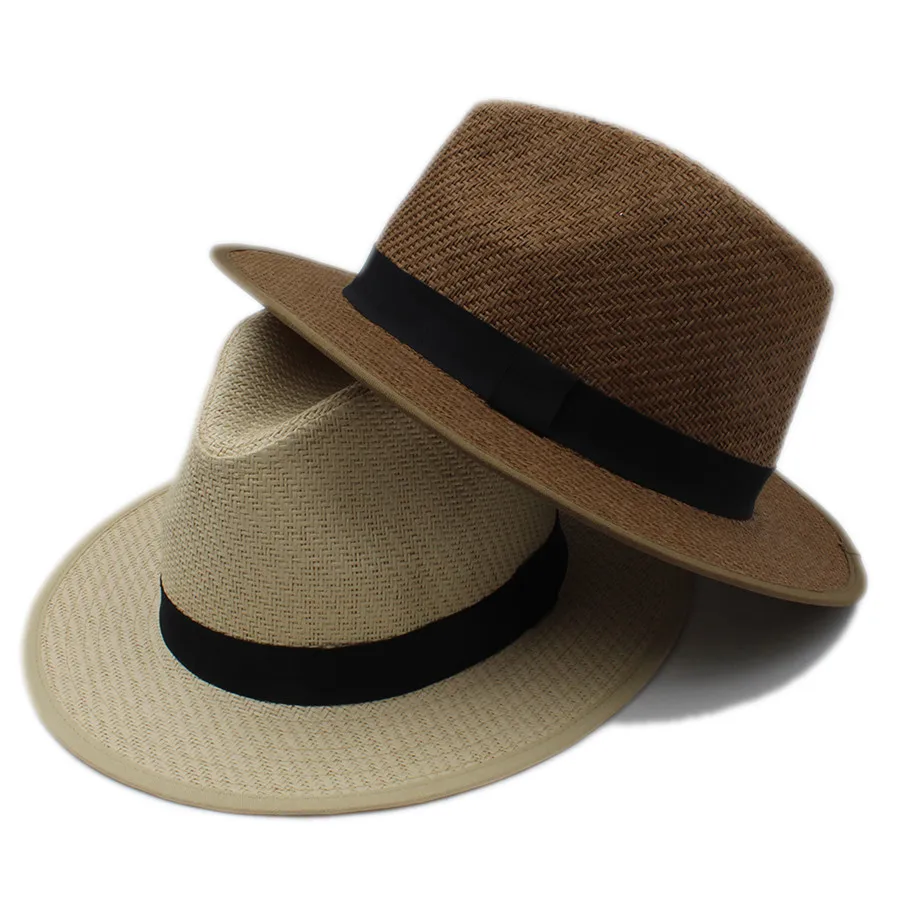 Summer Women Men Beach Toquilla Straw Panama Sun Hat For Elegant Lady Gentleman Gangster Trilby Fedora Cap Boater Dad | Аксессуары для