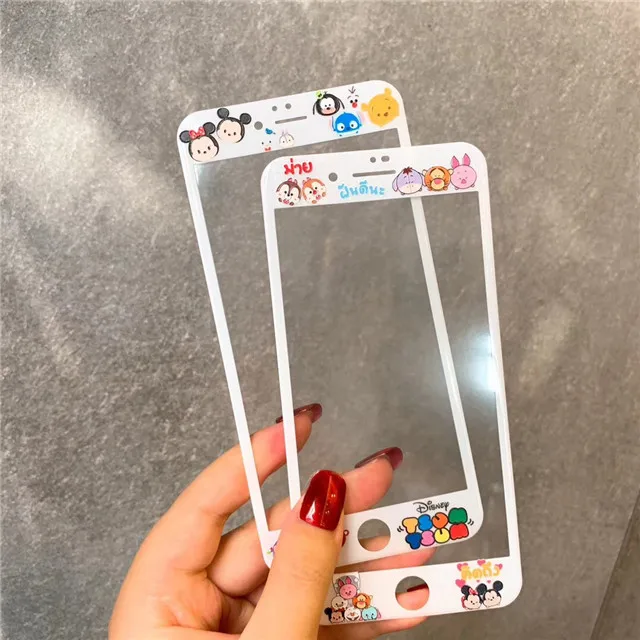 Защитная пленка для экрана, полное покрытие, стеклянная пленка для iPhone XS Max XR X 8 7 6 6s Plus, цельный мультяшный чехол из закаленного стекла для телефона