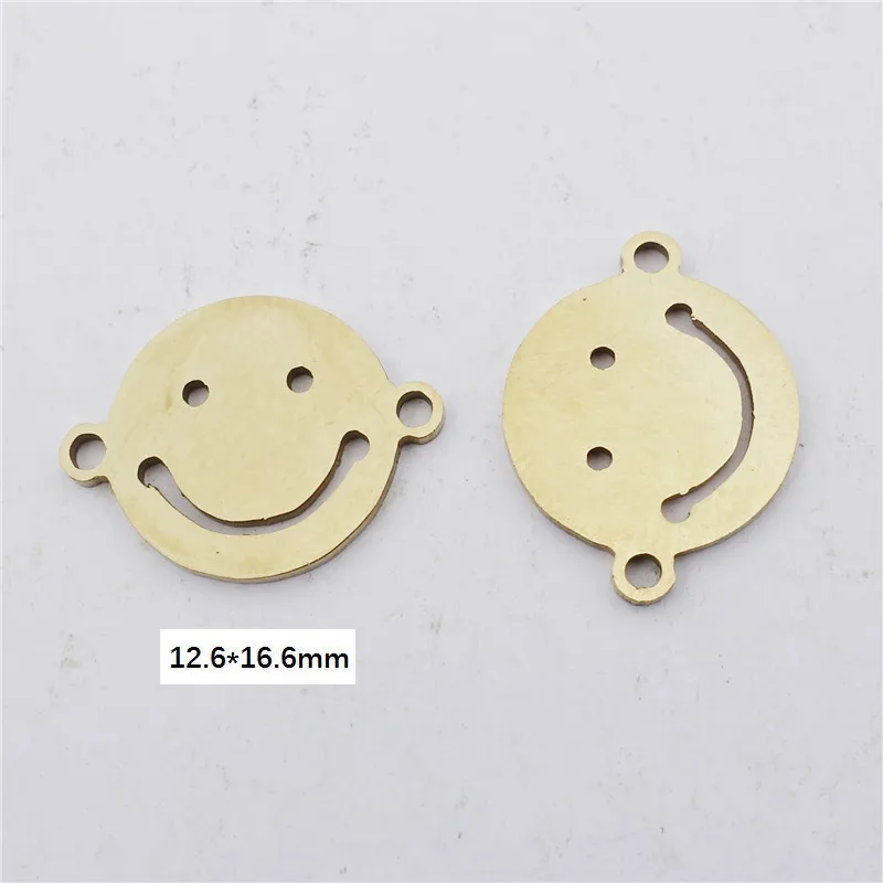 smile face Настоящая позолоченная нержавеющая сталь соединители семья езда на велосипеде электрокардиограмма улыбка лицо Diy браслет ювелирных изделий 5 шт./лот - Цвет: smile face