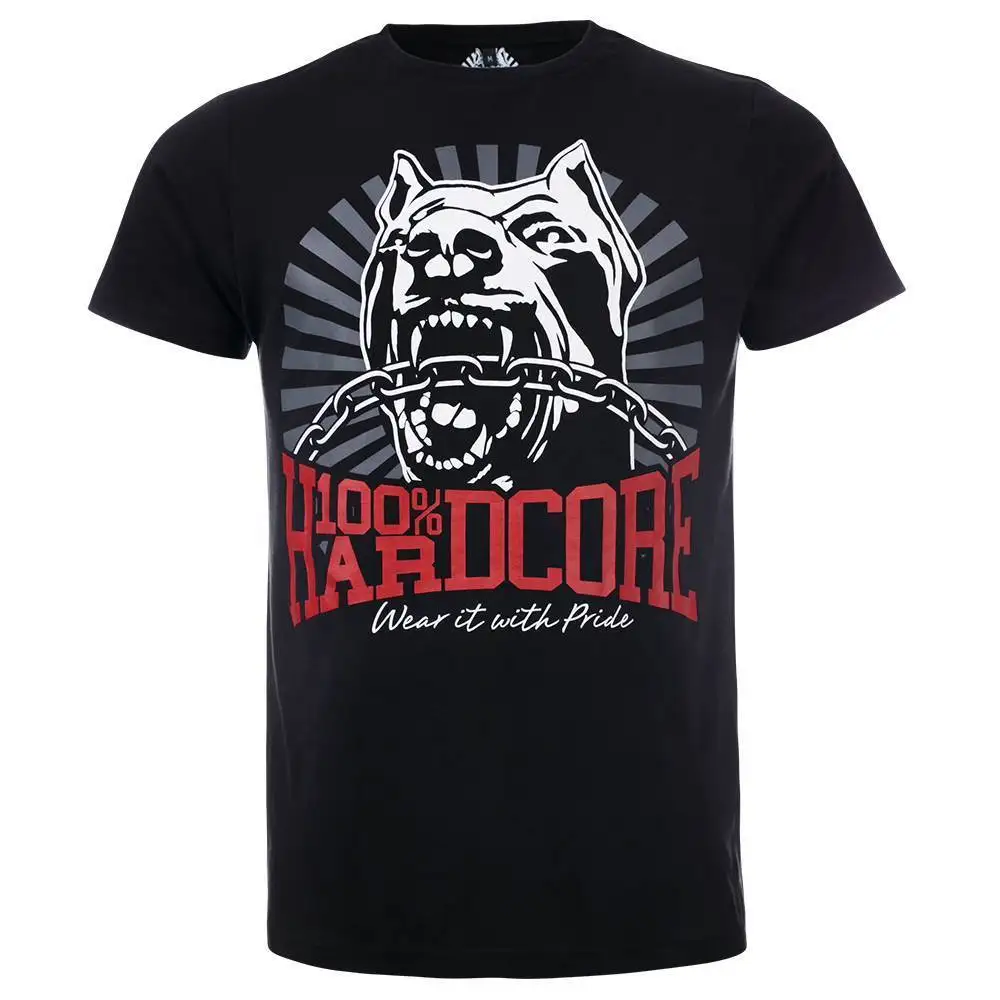 Черный HARDCORE футболка "Dog-1" | черный габбер Techno Partyoutfit Новинка Горячая Летняя Повседневная футболка с принтом Футболка размера плюс - Цвет: Черный