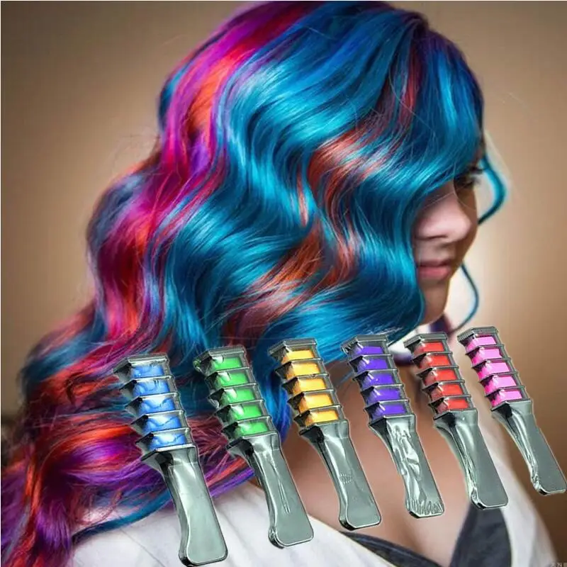 Модный дизайн мелки цвет волос Тушь для ресниц краска для волос Мел с расческой Временная тушь для волос многоцветная краска#715