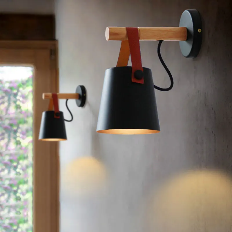 

Современный светодиодный деревянный настенный светильник Nordic E27 85-265 в, прикроватные Настенные светильники для спальни, коридора, декора дл...