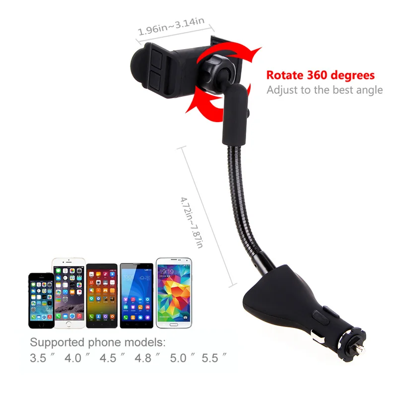 Автомобильный держатель для смартфона с двумя USB портами 115 5 мм 173 6 зарядным