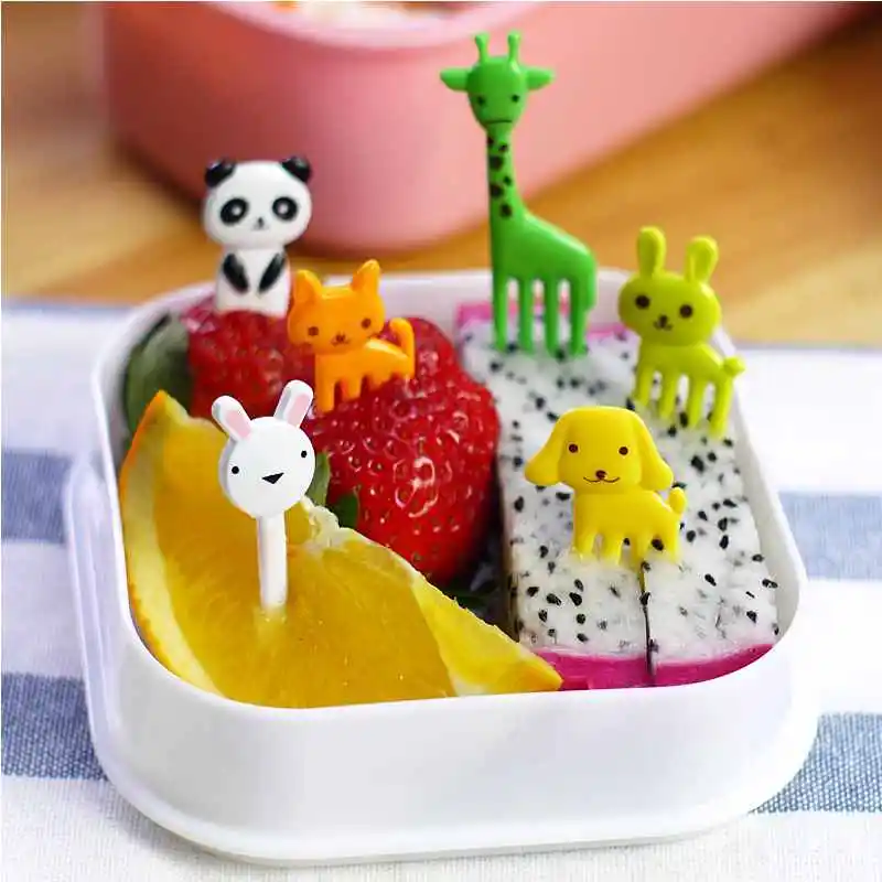 10 шт./компл. мини Очаровательное животное Коробки для обедов Bento аксессуар Декор животных Еда фрукты выбирает вилки для детей Фирменная Новинка