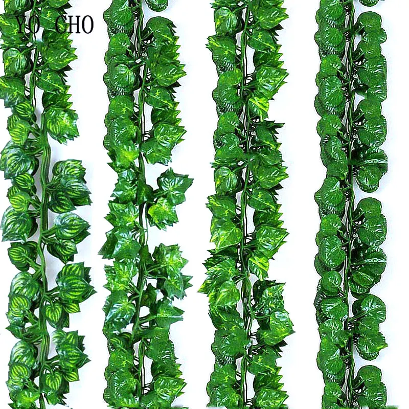 

YO CHO 4PCS Fake Foliage Flowers Grape Vine Hanging Plant Of Home Wedding Bar Decor DIY Artificial Ivy Garland Watermelo Leaves