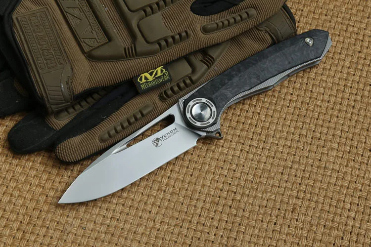 Яд гарпун Кевин Jhon M390 Flipper шарикоподшипник складной нож Титан Отдых Охота Открытый Ножи EDC инструмент