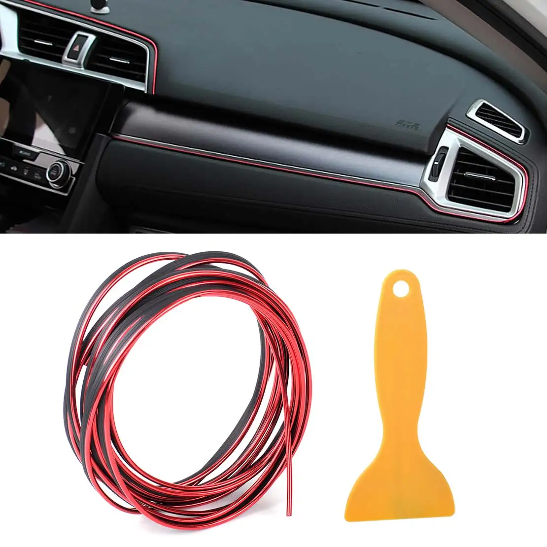 

DWCX авто 5 метров Авто Красный гибкий Интерьер Литье декоративные полосы обрезки линии DIY аксессуары для VW Audi Mazda Hyundai Kia