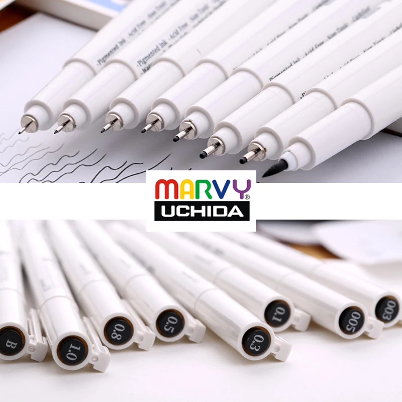 MARVY Pigma Micron лайнер для рисования маркеры с тонким наконечником 0 03/0 05/0 1/0 2/0 3/0 4/0 5/0 6/0